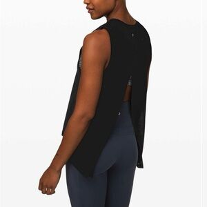 NWT Lululemon athletica In The Open Black Open-Slit Muscle Tank Top Sz 10